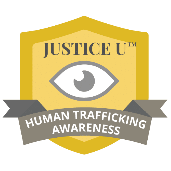 Justice U Human Trafficking Awareness Badge